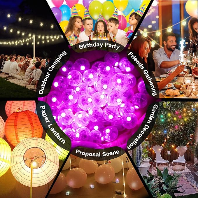 50pcs Pink LED Balloon Light, Mini Tiny Light Round Led Ball Lamp - Image 5