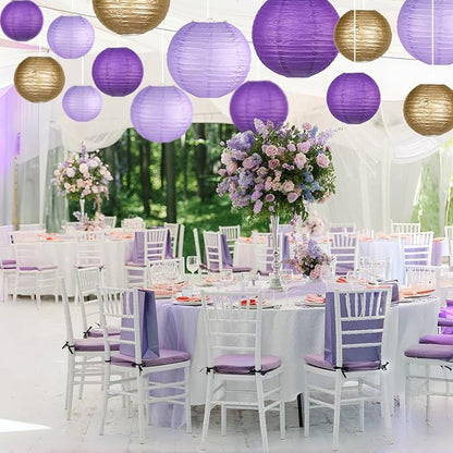 15-Pack Purple Gold Paper Lanterns, Rapunzel Birthday Decorations | 6, 8 & - Image 4