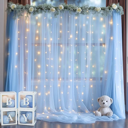 20x10ft Baby Blue Tulle Backdrop Curtain - Image 4