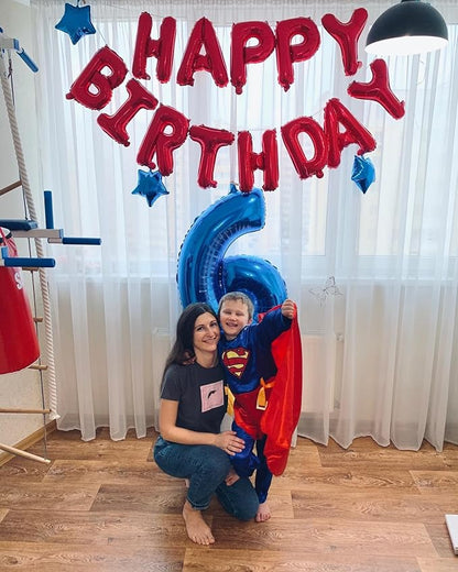Red Happy Birthday Balloon Banner, 16 Inch Foil Mylar Happy Birthday Balloons - Image 5