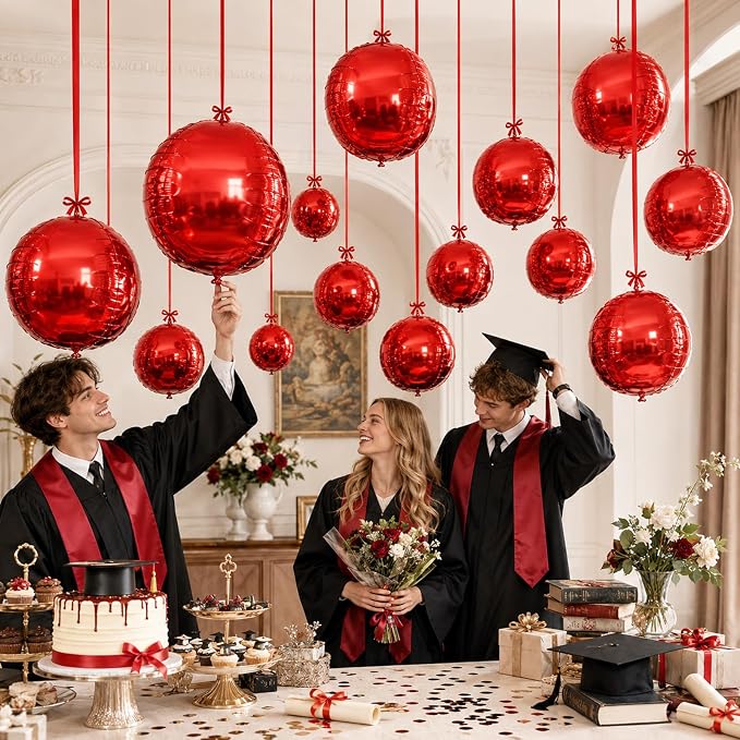 Red Round Foil Balloons - Image 6