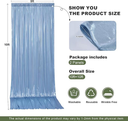 gogoparti 10x10FT Baby Bule Sequin Backdrop Curtain - Image 6