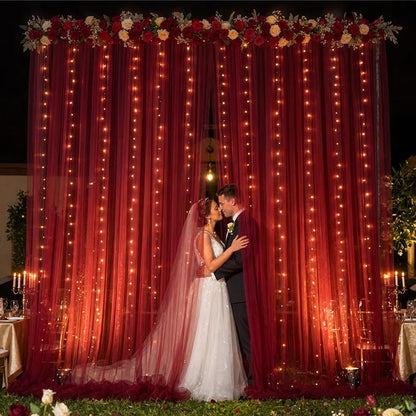 10x10ft Burgundy Tulle Backdrop Curtain - Image 3