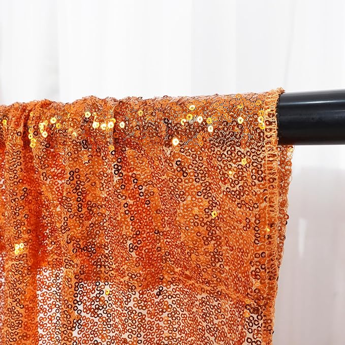 Poise3EHome 6FT x 8FT Orange Sequin Photography Backdrop Curtain - Image 3
