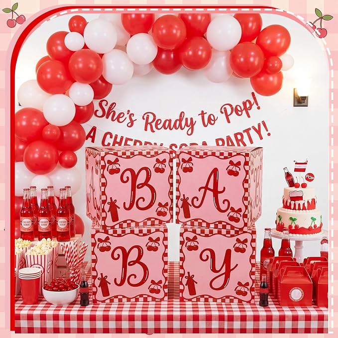 Kathfly 4 Pcs She's Ready to Pop Baby Shower Boxes Supplies Party Decorations - Image 3