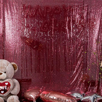 JYFLZQ Burgundy Sequin Backdrop Curtains 7ft x 7ft 1 Panel Glitter Photo Booth - Image 4