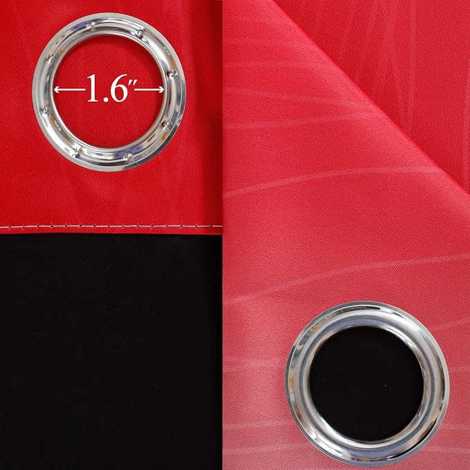 Ombre Red and Black Curtains 63 Inch Length 2 Panels, 100% Blackout Curtains - Image 7