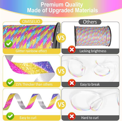 Glitter Rainbow Ribbon Curling 500 Yard, Balloon Ribbon-Balloon String - Image 3