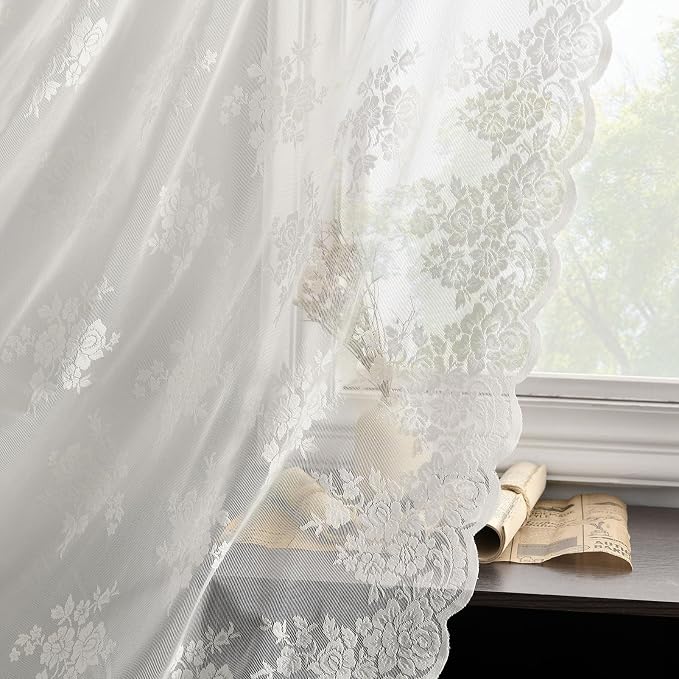 Kotile Short Ivory Lace Curtains - Image 4