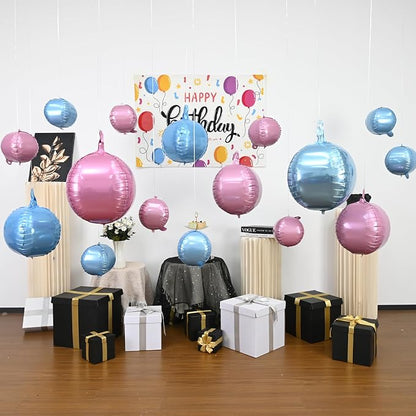 Pink Blue Round Foil Balloons - Image 4