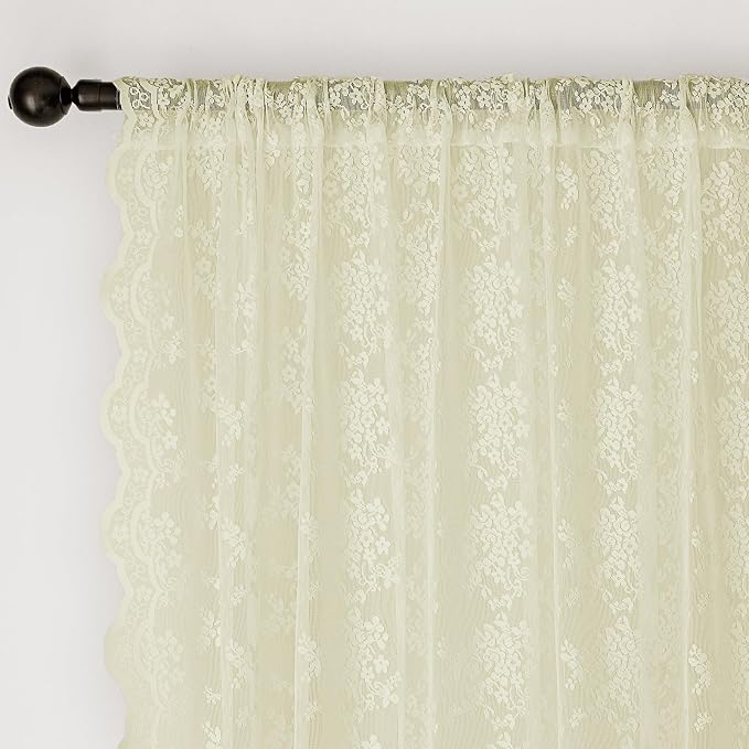Anmao Vintage Lace Curtains 63 Inches Long 2 Panels Set, Romantic Elegant Light - Image 5