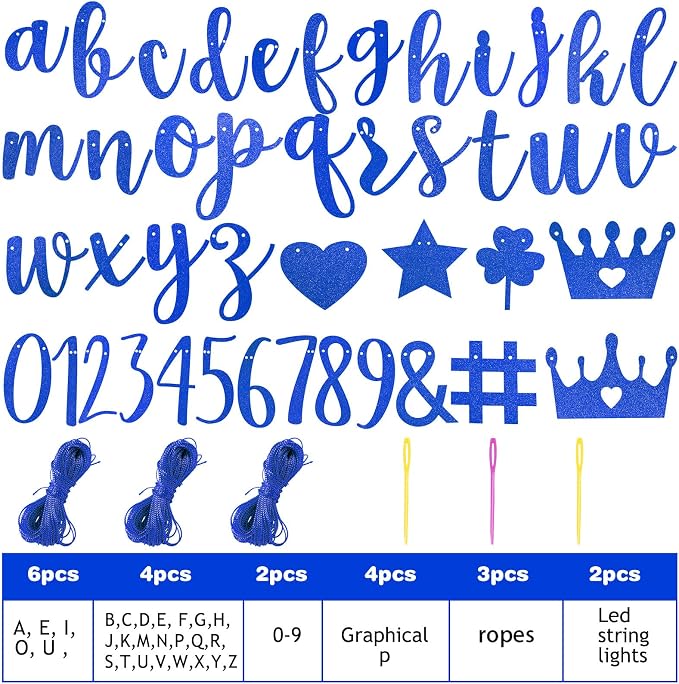 TaoBary 167 Pcs DIY Banner Kit Happy Birthday Glitter Banner Customizable - Image 3