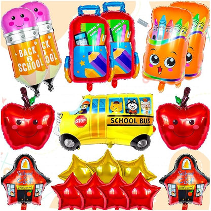 20 Pcs Back to School Balloons, Colorful School Bus Balloons Pencil Apple by ZHWKMYP