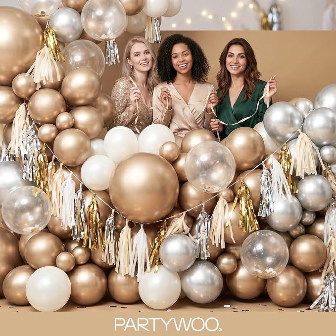 PartyWoo Metallic Gold Balloons 100pcs Chrome Gold Color 18 12 10 5 Inch | 18 - Image 5