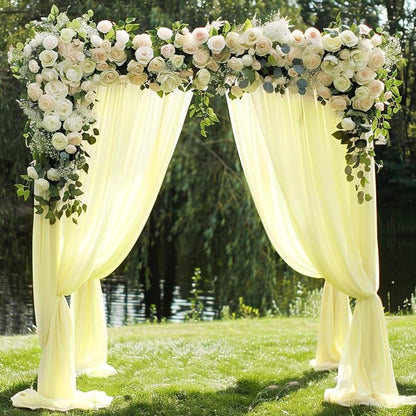 Beige Wedding Arch Draping Fabric Backdrop Drapes Sheer 4 Panels | 28.7"x20FT - Image 5