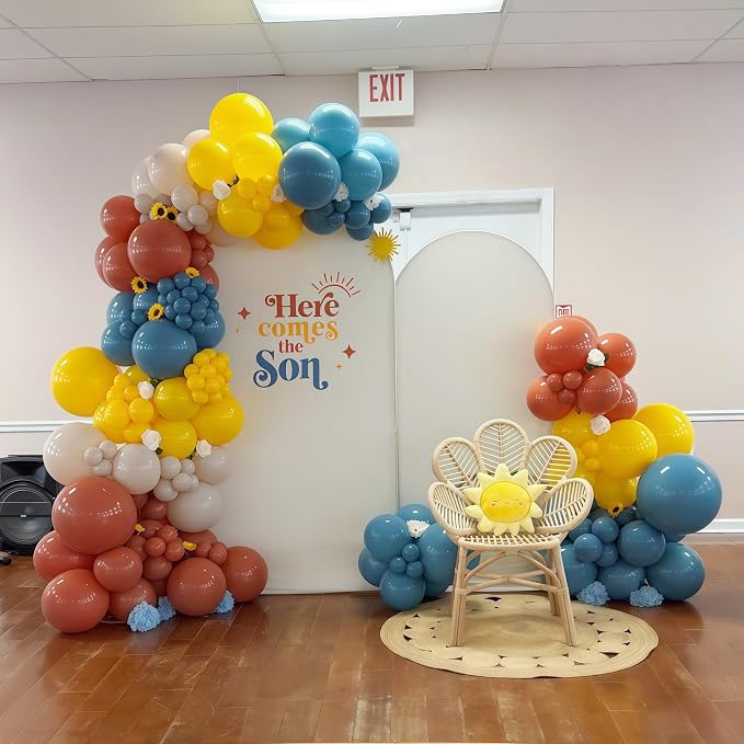 Here Comes the Son Balloon Arch Garland Kit, Slate Blue and Beige Balloon - Image 5