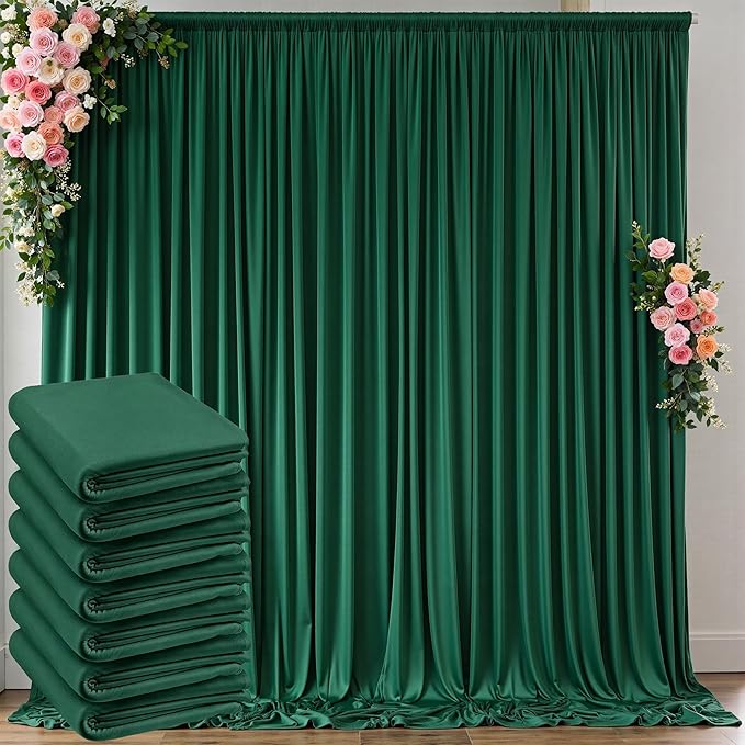30 ft x 10 ft Wrinkle Free Hunter Green Backdrop Curtain by Outpain