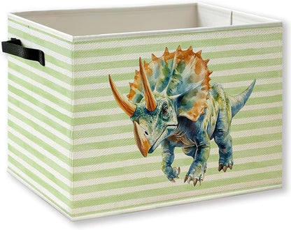 Dinosaur Nursery Green Striped Storage Basket by KSDUT