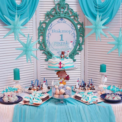 TONIFUL 4 Pcs Star Balloons Pastel Blue Foil Explosion Party Decoration | 22 - Image 6