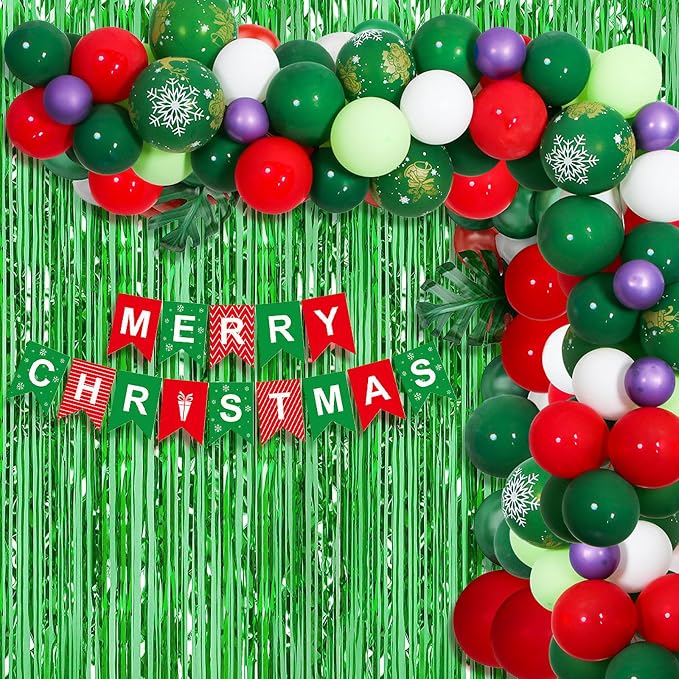 10 Pack Green Foil Curtain Backdrop 3.2ft x 9.8ft Metallic Tinsel Foil Fringe - Image 7