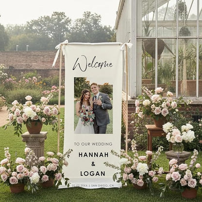 Personalized Wedding Welcome Sign Linen Banner - Image 4