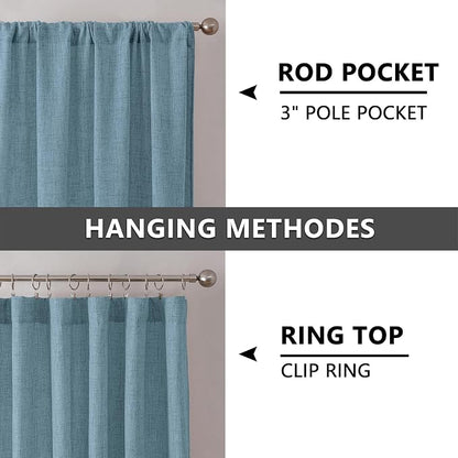 Tollpiz Short Linen Curtains Living Room Rod Pocket Semi Sheer Curtain Burlap - Image 5