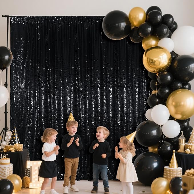 SquarePie 7x7ft Black Sequin Backdrop, High Density Non-Transparent Glitter - Image 5