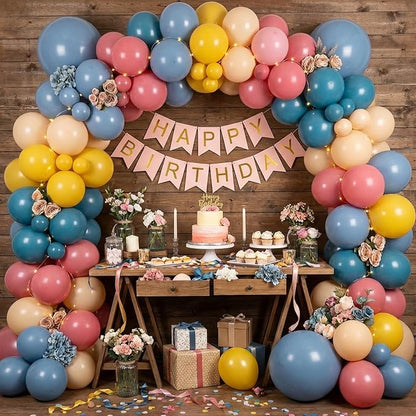 RUBFAC Colorful Balloons Boho Rainbow Party Balloon 65pcs 12 Inches Assorted - Image 4