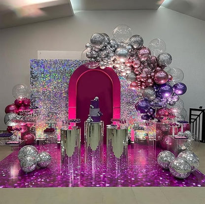 Pink and Purple Balloons, 12 Inch Metallic Pink Purple Black and Silver Balloons - Image 5