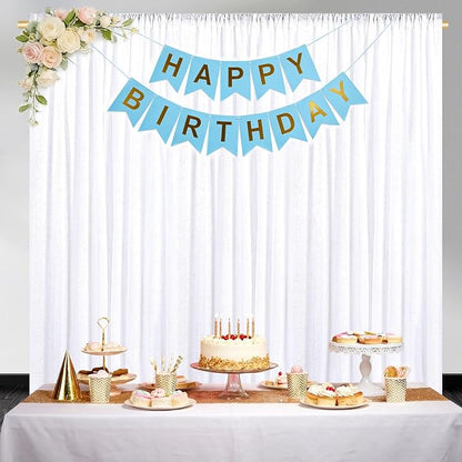 Party Backdrop Curtains 2 Panels 4ftx8ft White Sequin Photo Backdrop Glitter - Image 4