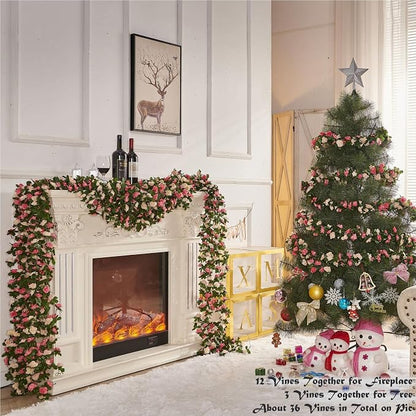 Artificial Flower Garland 8pcs 8.2ft Rose Vine Decor, Champagne Flower | - Image 4