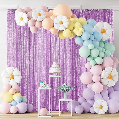 Hahuho Lavender Sequin Backdrop Curtain, Party Decoration（4 Panels, 2FT x 8FT - Image 4