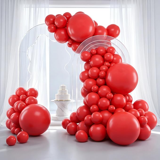 RUBFAC Red Balloons 129pcs Different Sizes 18 12 10 5 Inch by RUBFAC