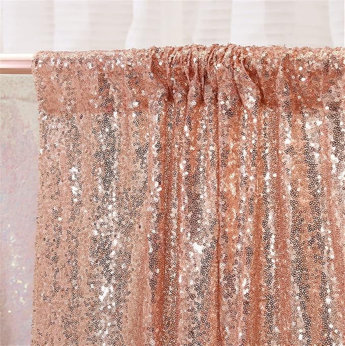 Poise3EHome Rose Gold Sequin Backdrop, 8FT x 10FT Sequin Photography Backdrop - Image 4