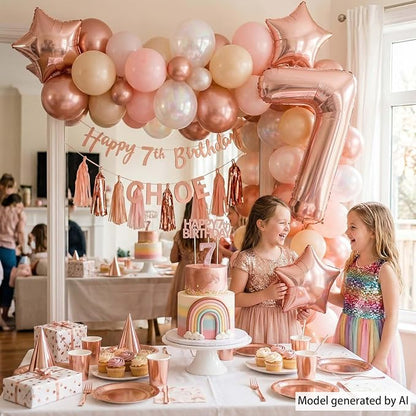 Rose Gold Number 7 Balloon 40 Inch, Blush Foil - Image 2