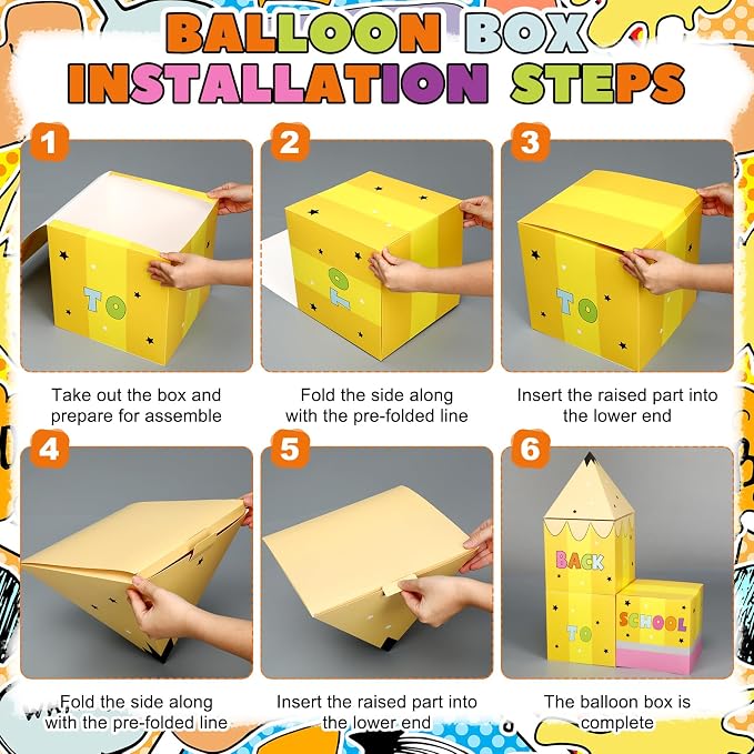 8 Pcs Back to School Balloon Box Decorations Large Pencil Shaped Balloon Boxes - Image 3
