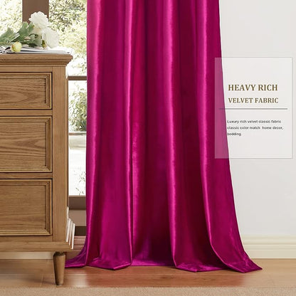 Hot Pink Velvet Blackout Curtains 120 inch - Image 4