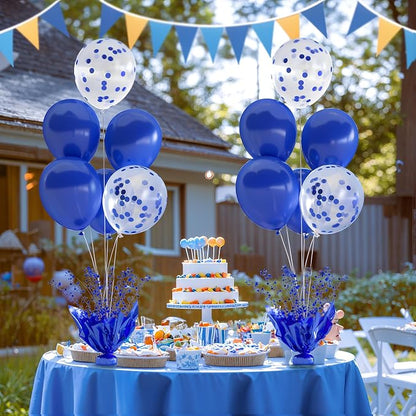 4 Set Royal Blue Table Balloons Foil Spray Centerpiece - Image 3