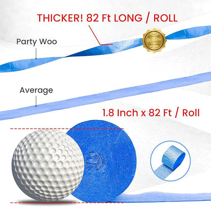 PartyWoo Red White and Blue Silver Crepe Paper Streamers 6pcs 492 FT | - Image 3