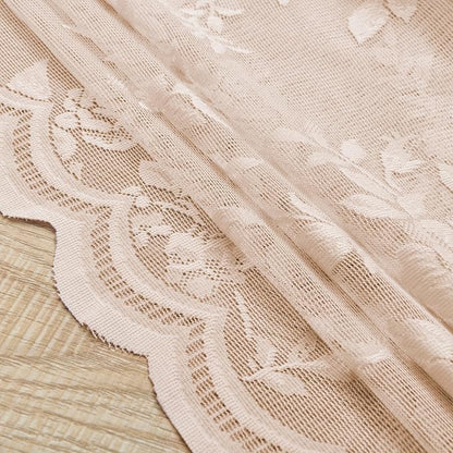 Blush Pink Lace Cafe Curtains 24 Inch Length 2 Panels set Country Floral Sheer - Image 7