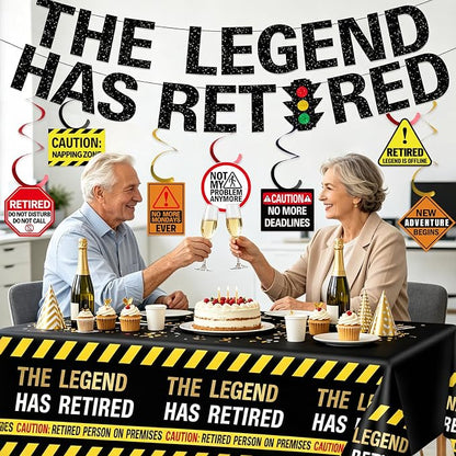 The Legend Has Retired Party Decorations, Funny Caution Warning Retirement - Image 7