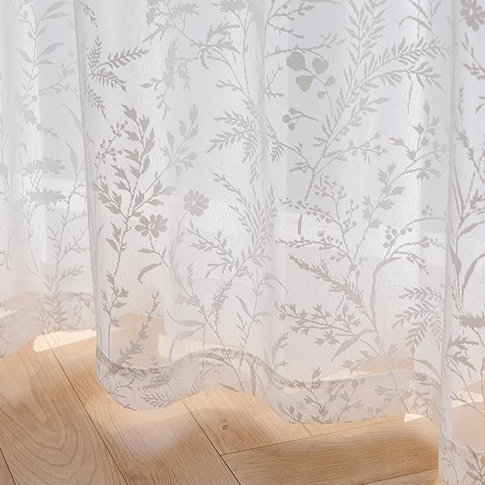 Anmao Vintage Lace Kitchen Curtains 36 Inches Long 2 Panels, Romantic Semi - Image 7