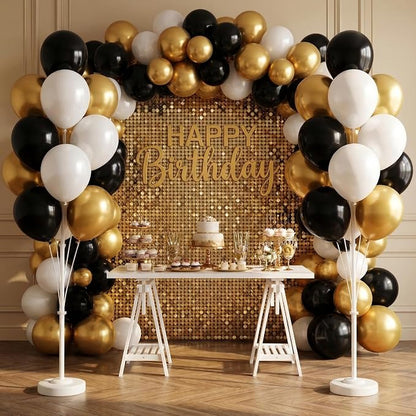 HIINS 10" Black Gold Balloon Column Kit Set of 2 - Image 8