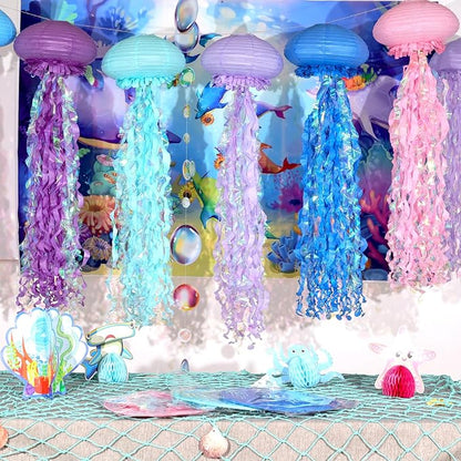 OBXT Hanging Jellyfish Lanterns Multi-Color 6 Pack - Image 2