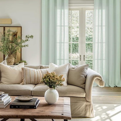 YoungsTex 95 Inch Long Sage Linen Curtains - Image 9