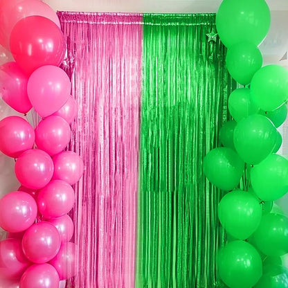 4 Packs Pink and Green Foil Fringe Curtain, Baby Shower, Princess Bachelorette - Image 3