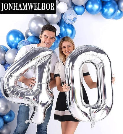 Jonhamwelbor 40 Balloon Noumbers Silver Giant Jumbo Big Large Balloons 40 Years - Image 4