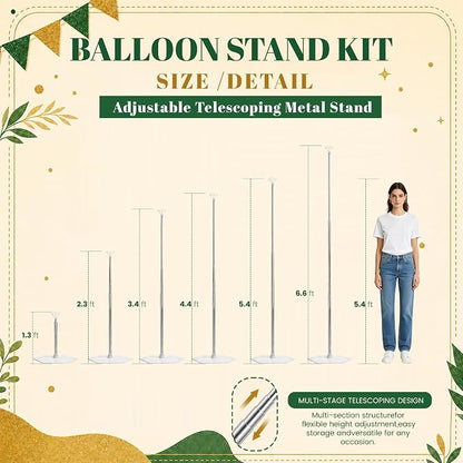 4 Pack Balloon Stands for Floor Adjustable Balloon Column Stand Kit | Metal - Image 3
