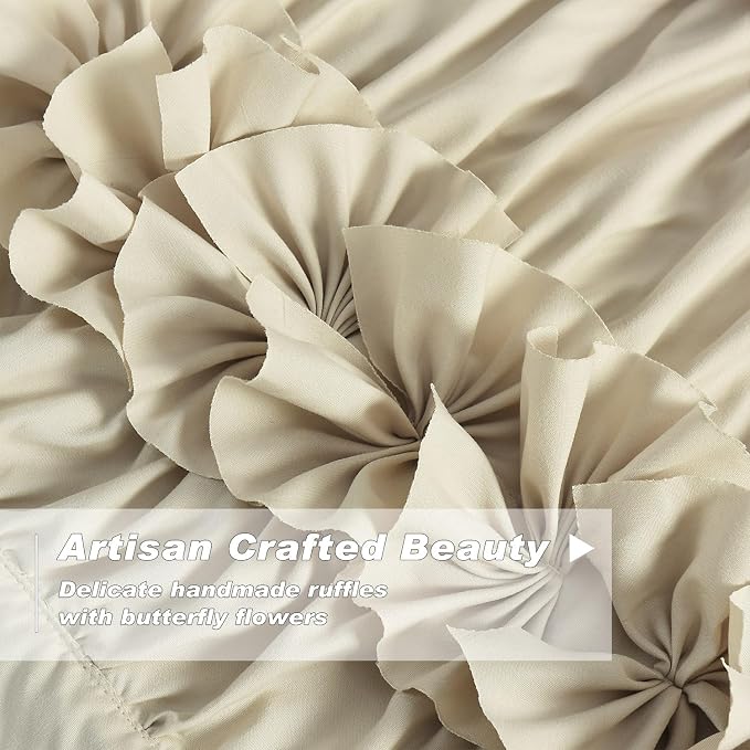 Camel Blackout Curtains 52" W x 96" L x 2 Panels | Handmade Butterfly Flower - Image 2