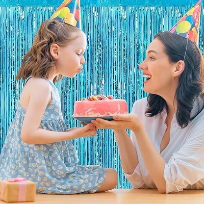 10 Pack Teal Blue Backdrop Curtain 3.2ft x 8.2ft Metallic Tinsel Foil Fringe - Image 7